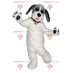 Maskot bílý pes a šedá hlava - Redbrokoly.com