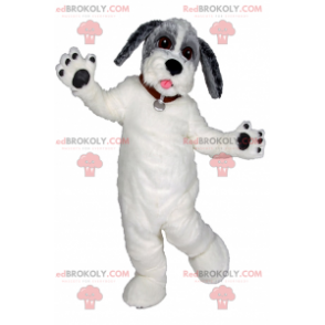 White dog mascot and gray head - Redbrokoly.com
