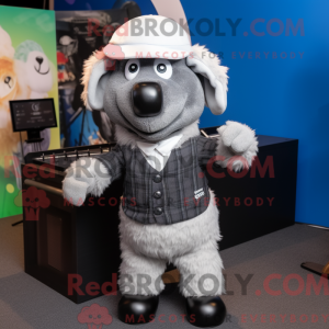 Silver Suffolk Sheep mascot...