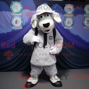 Silver Suffolk Sheep mascot...