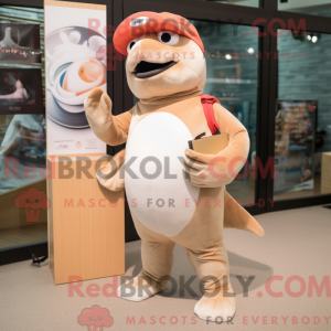 Beige laks maskot kostume...