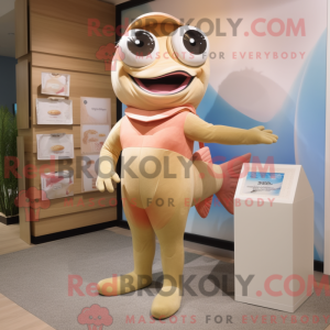 Beige zalm mascottekostuum...
