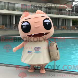 Beige zalm mascottekostuum...