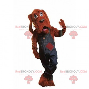 Mascote cachorro St Hubert com macacão jeans - Redbrokoly.com