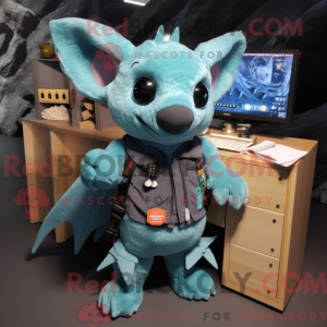 Cyan Bat-Maskotdraktfigure...