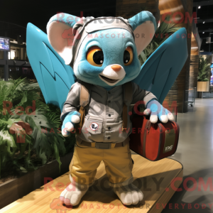 Cyan Bat-Maskotdraktfigure...