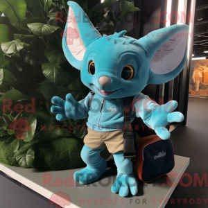 Cyaan Bat mascottekostuum...