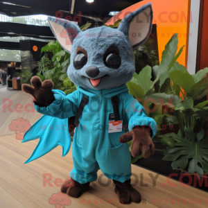 Cyaan Bat mascottekostuum...