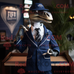 Navy Velociraptor maskot...
