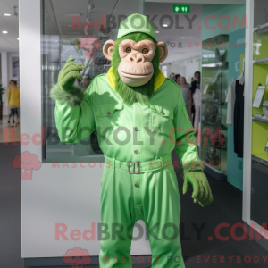 Limegrøn chimpanse maskot...