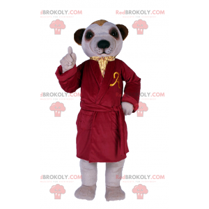 Dog mascot in luxury red bathrobe - Redbrokoly.com