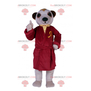 Mascotte de chien en peignoir de luxe rouge - Redbrokoly.com