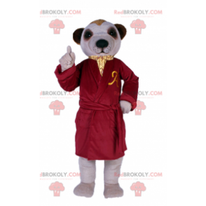 Dog mascot in luxury red bathrobe - Redbrokoly.com