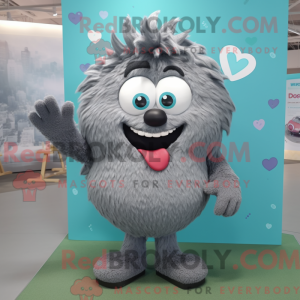 Gray Heart maskot kostume...