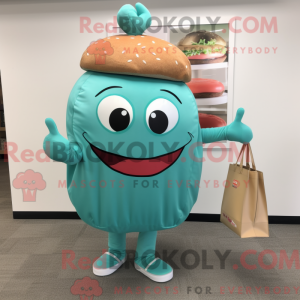 Blågrøn Hamburger maskot...