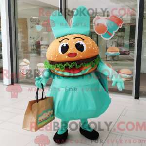 Blågrøn Hamburger maskot...