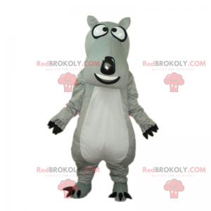 Mascotte de chien gris avec grande tète - Redbrokoly.com
