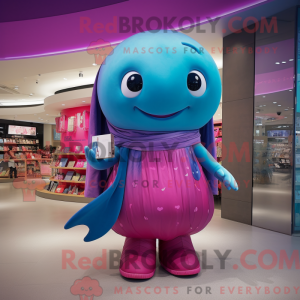 Magenta blåhval maskot...