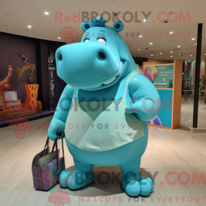 Cyan Nilpferd Maskottchen...