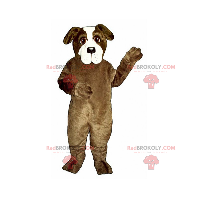Mascotte de chien marron et blanc - Redbrokoly.com