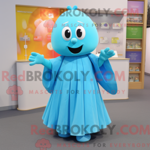 Cyan Men maskotdraktfigur...