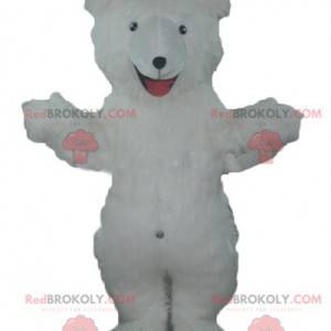 Mascotte d'ours en peluche blanc tout poilu - Redbrokoly.com