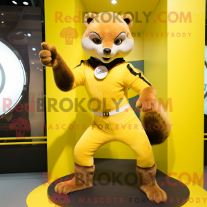 Gul Marten maskot drakt...