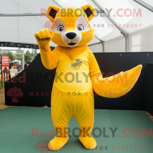 Gul Marten maskot drakt...