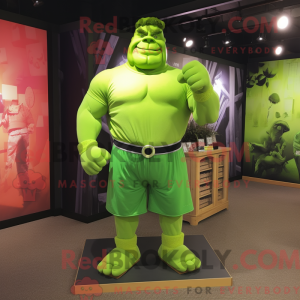Lime Green Strongman maskot...