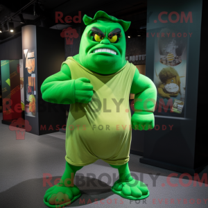 Lime Green Strongman maskot...