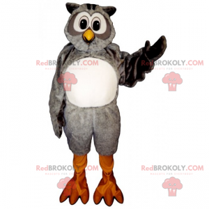 Grijze en witte uil mascotte - Redbrokoly.com