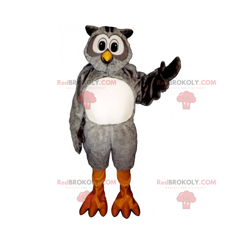 Maskottchen der grauen und weißen Eule - Redbrokoly.com