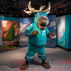 Teal Irish Elk mascot...