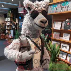 Grå lama maskot kostume...