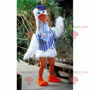 Mascotte de cigogne avec bébé - Redbrokoly.com