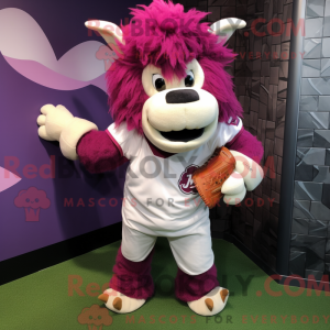 Magenta Yak maskot kostume...