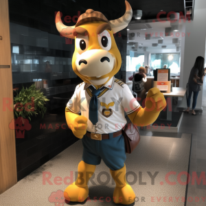 Gold Cow maskot kostume...