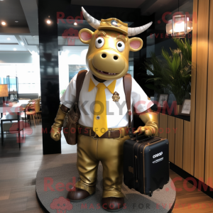 Gold Cow maskot kostume...
