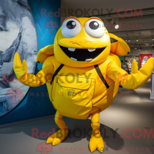 Gul krabbemaskotdraktfigur...
