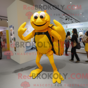 Gul krabbemaskotdraktfigur...