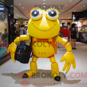 Gul krabbemaskotdraktfigur...