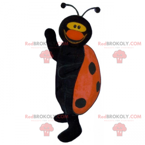 Ladybug mascot black and red smiling - Redbrokoly.com
