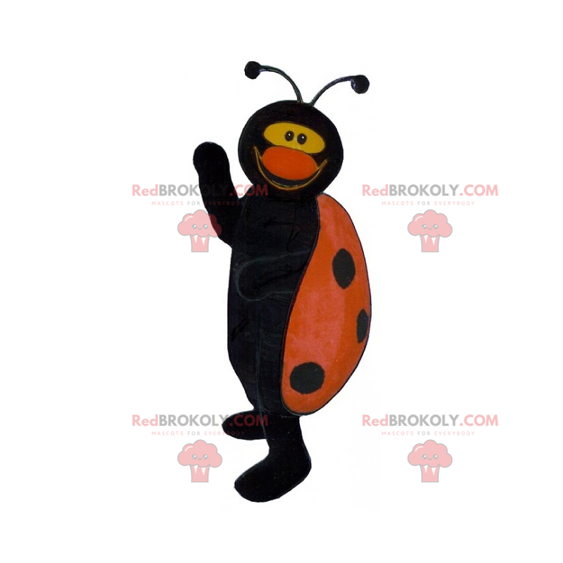 Ladybug mascotte nero e rosso sorridente - Redbrokoly.com