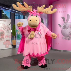 Rosa elgmaskotdraktfigur...