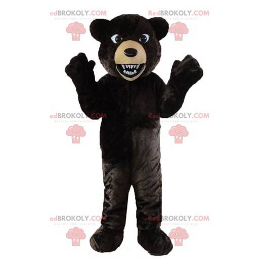 Mascote urso preto e bege rugindo - Redbrokoly.com