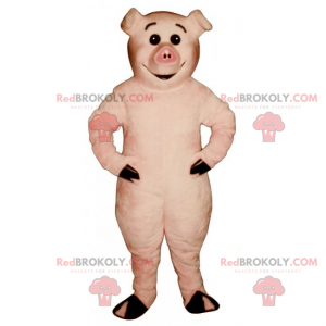 Mascote porco com um grande sorriso - Redbrokoly.com
