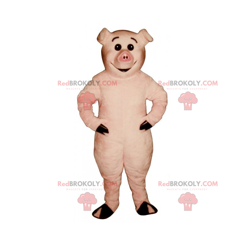 Mascota de cerdo con una gran sonrisa - Redbrokoly.com