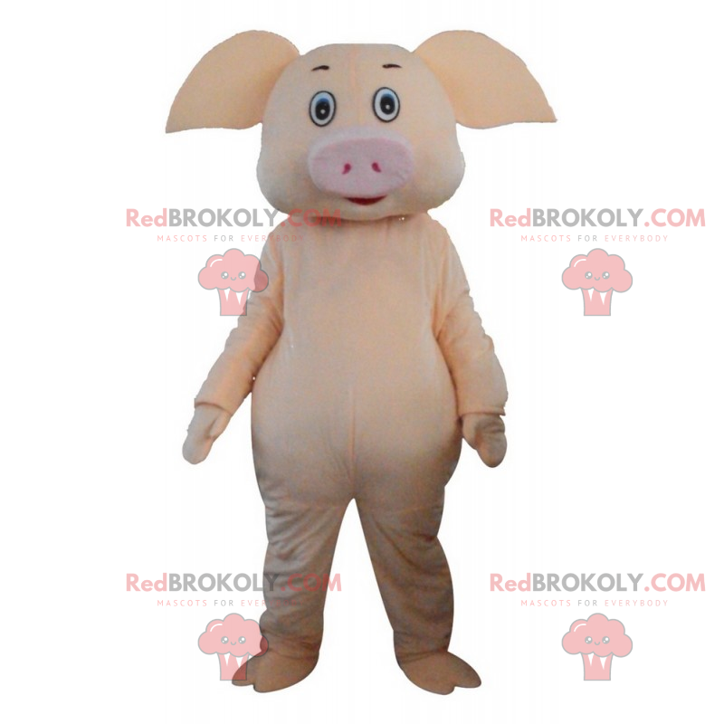 Gelbes Schweinemaskottchen mit großen Ohren - Redbrokoly.com