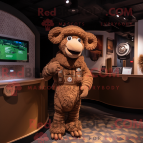 Fantasia de mascote de carneiro marrom com macacão e xale - Ram mascotes - REBROKO_249534 - RedBrokoly.com