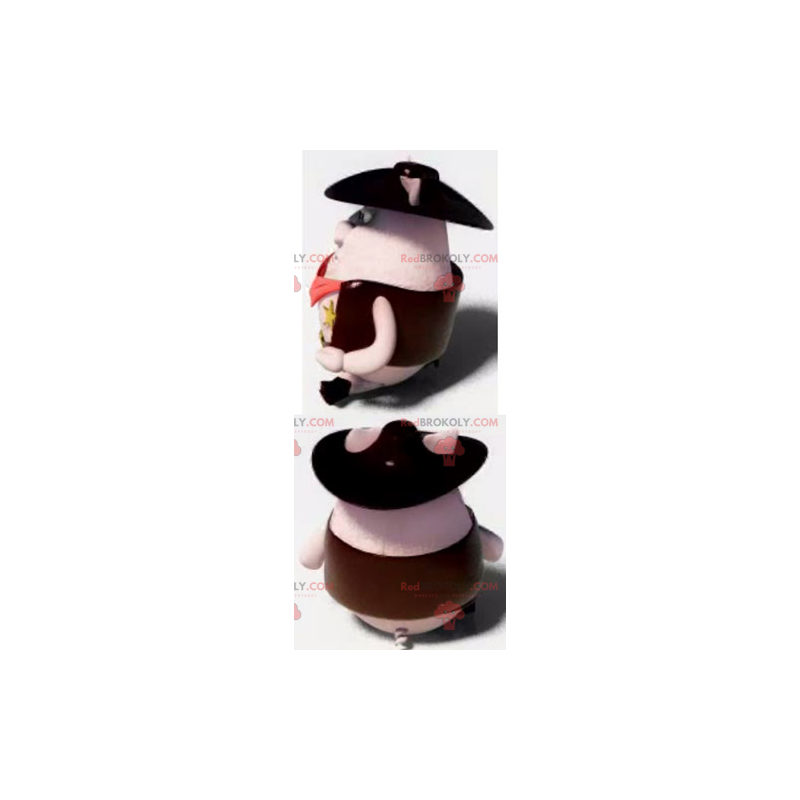 Schweinemaskottchen im Cowboy-Outfit - Redbrokoly.com